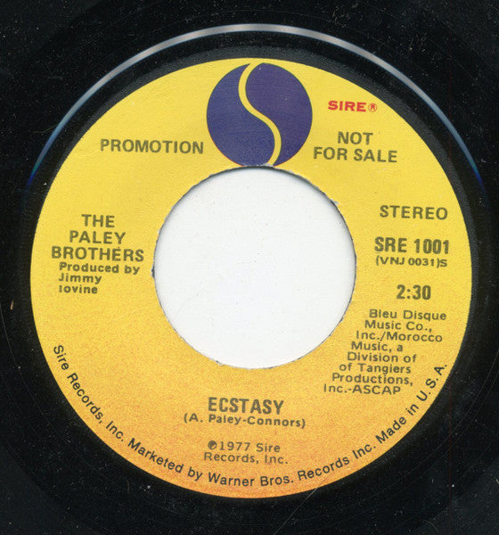 Paley Brothers : Ecstasy (7", Single, Mono, Promo)