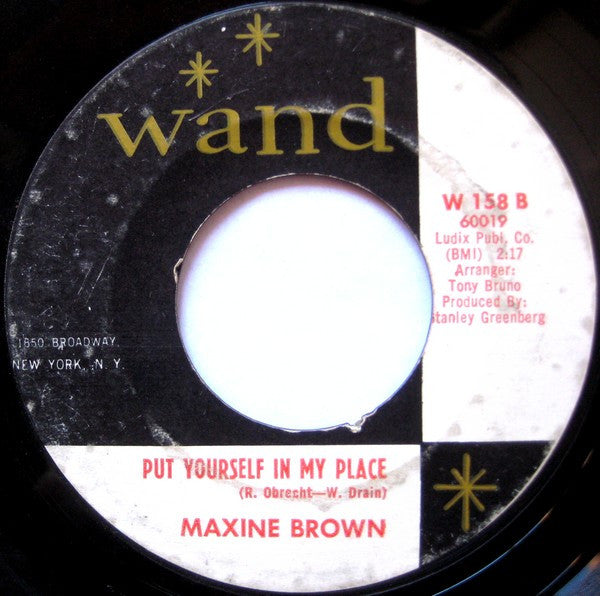 Maxine Brown : I Cry Alone / Put Yourself In My Place (7", Single, Styrene)