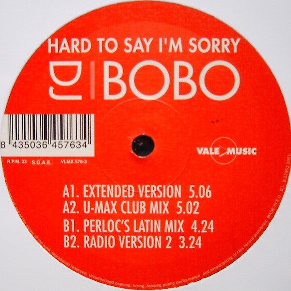DJ BoBo : Hard To Say I'm Sorry (12")