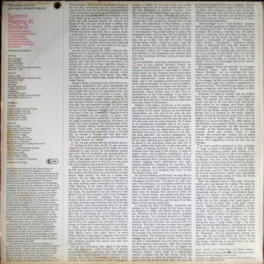 Charlie Parker : Summit Meeting At Birdland (LP, Album, Mono)
