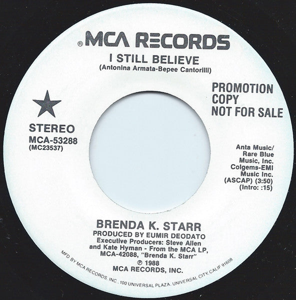 Brenda K. Starr : I Still Believe (7", Single, Promo)