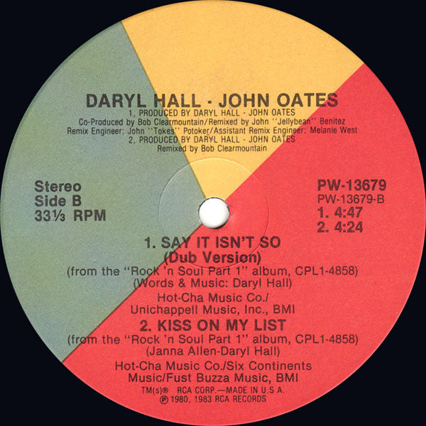 Daryl Hall & John Oates : Say It Isn't So (12", Single)