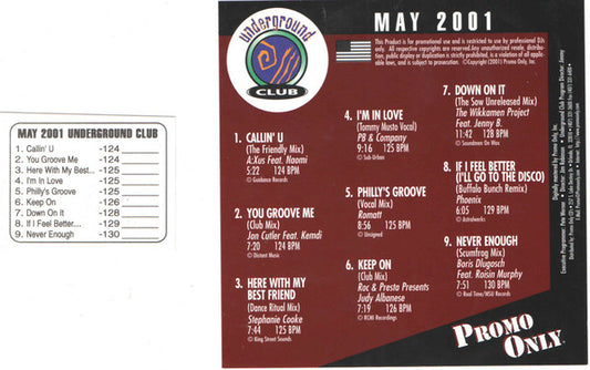 Various : Promo Only Underground Club: May 2001 (CD, Comp, Promo)
