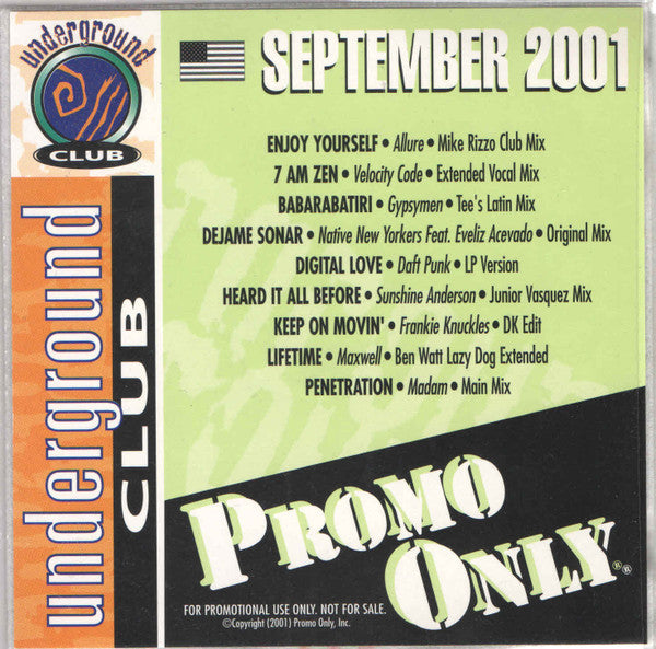 Various : Promo Only Underground Club: September 2001 (CD, Comp, Promo)