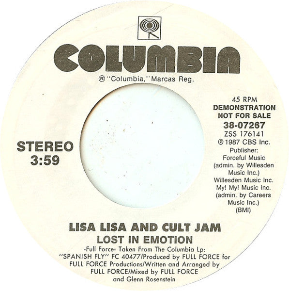 Lisa Lisa And Cult Jam* : Lost In Emotion (7", Promo, Styrene)