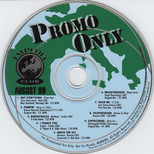Various : Promo Only Import Club August 99 (CD, Comp, Promo)