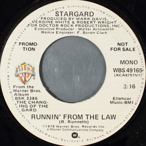 Stargard : Runnin' From The Law (7", Mono, Promo)