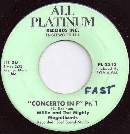 Willie & The Mighty Magnificents : Concerto In F (7")