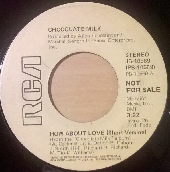 Chocolate Milk (2) : How About Love (7", Promo)