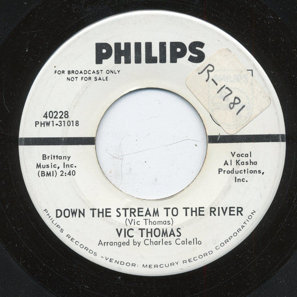 Vic Thomas : Village Of Love / Down The Stream To The River (7", Single, Promo)
