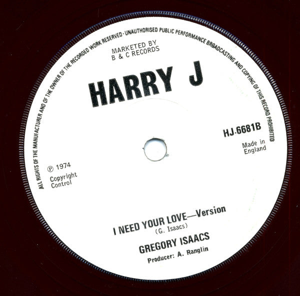 Gregory Isaacs : I Need Your Love (7", Single)