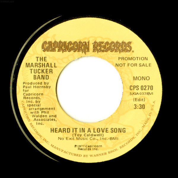 The Marshall Tucker Band : Heard It In A Love Song (7", Promo)