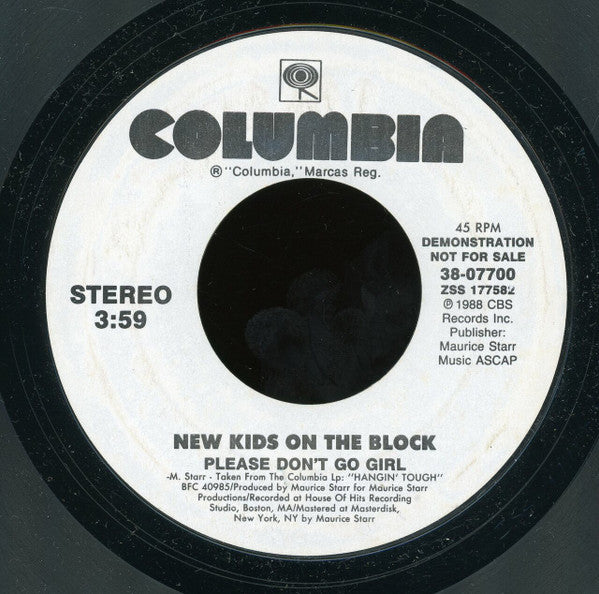 New Kids On The Block : Please Don't Go Girl (7", Single, Promo, Styrene)