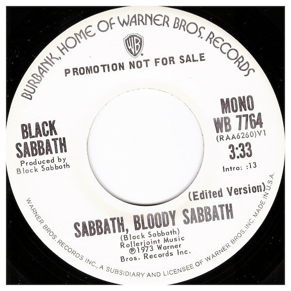Black Sabbath : Sabbath, Bloody Sabbath (7", Single, Mono, Promo)