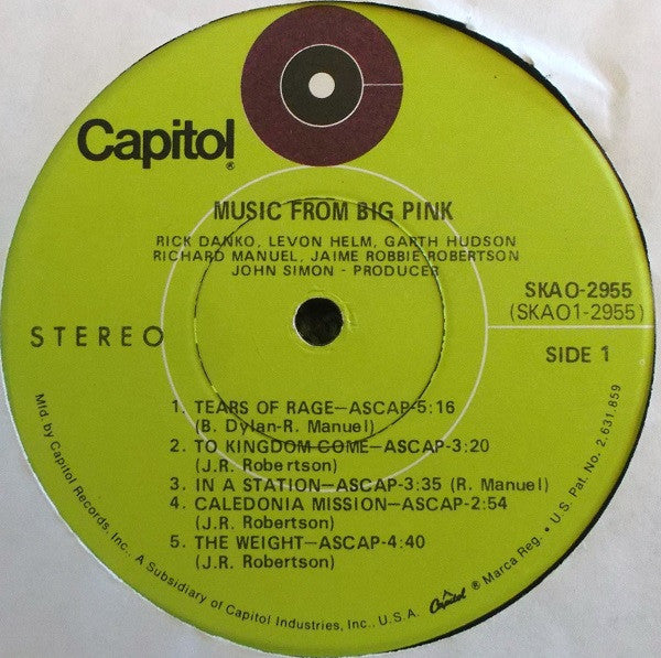 The Band : Music From Big Pink (LP, Album, RP, Win)