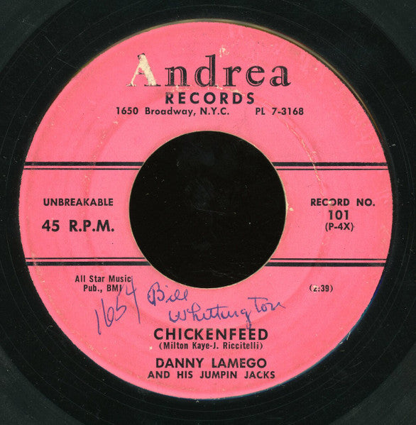 Danny Lamego And His Jumping Jacks : Hickory Dickory Rock / Chickenfeed (7")