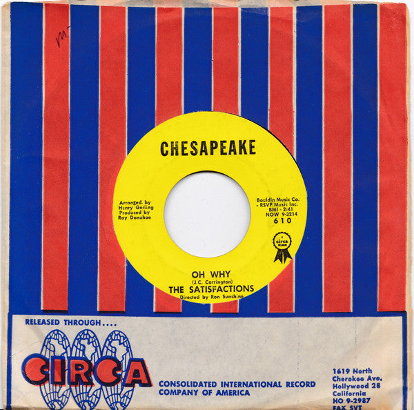 The Satisfactions (5) : We Will Walk Together / Oh Why (7", Mono, Styrene)