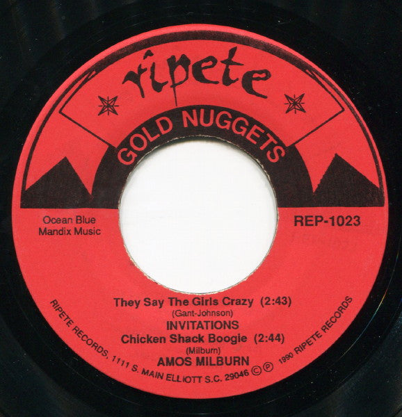 The Invitations / Amos Milburn / Rockin' Louie And The Mamma Jammers / Jimmy Williams (3) : They Say The Girls Crazy / Chicken Shack Boogie / Real Gone Lover / I Gave My Love A Cherry (7", EP, RE, Tra)