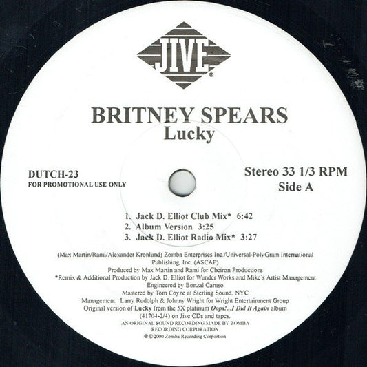 Britney Spears : Lucky (12", Promo)