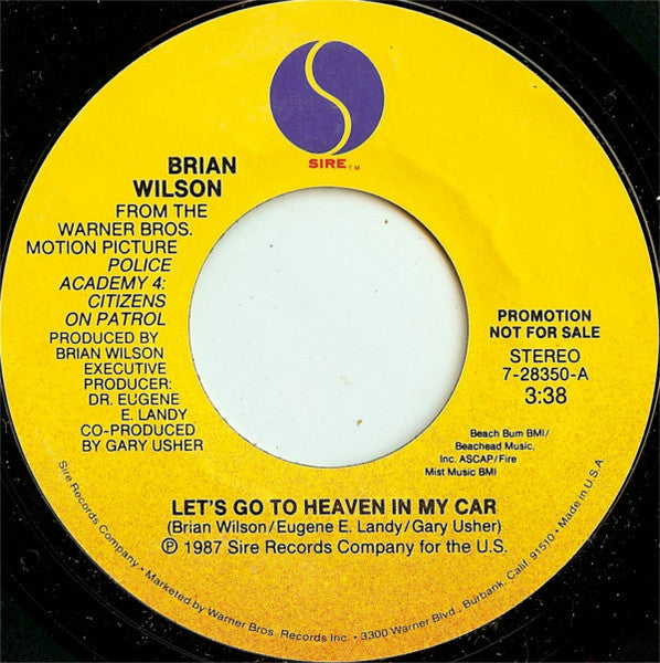 Brian Wilson : Let's Go To Heaven In My Car (7", Single, Promo, Styrene)