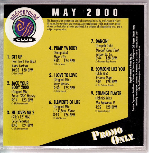 Various : Promo Only Underground Club May 2000 (CD, Comp, Promo)