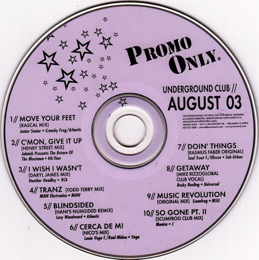 Various : Promo Only Underground Club August 2003 (CD, Comp, Promo)