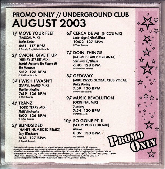 Various : Promo Only Underground Club August 2003 (CD, Comp, Promo)