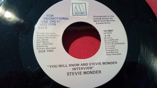 Stevie Wonder : You Will Know (7", Promo)