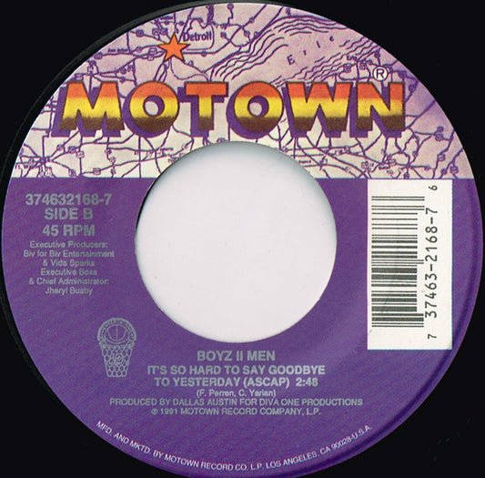 Boyz II Men : Sympin / It's So Hard To Say Goodbye To Yesterday (7", Single)