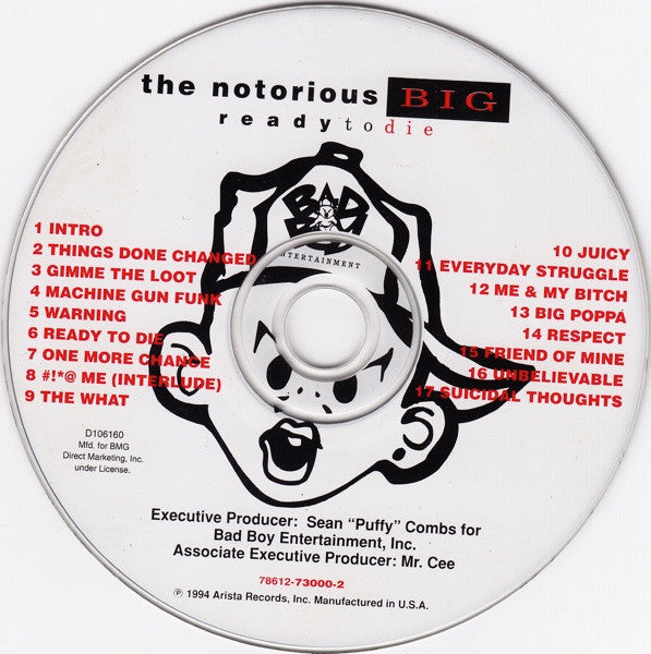 Notorious B.I.G. : Ready To Die (CD, Album, Club)