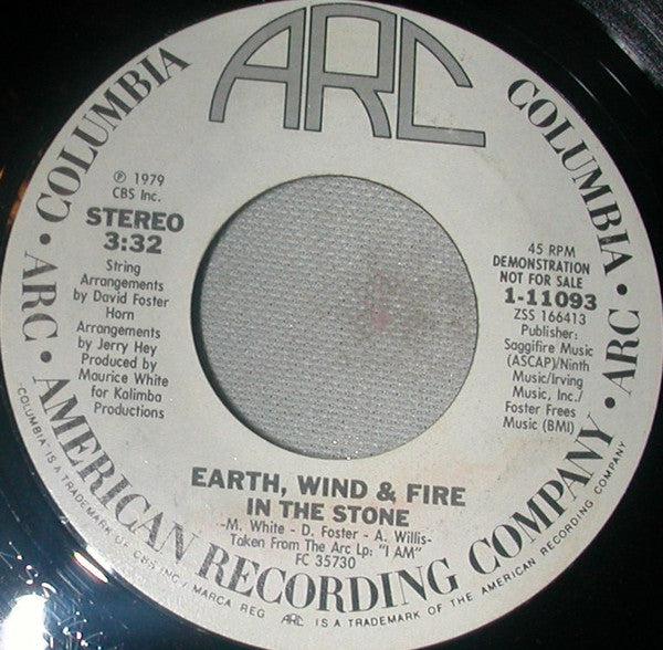 Earth, Wind & Fire : In The Stone (7", Promo, Styrene)