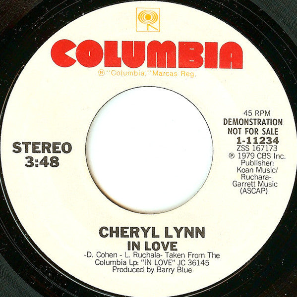 Cheryl Lynn : In Love (7", Promo, Styrene)