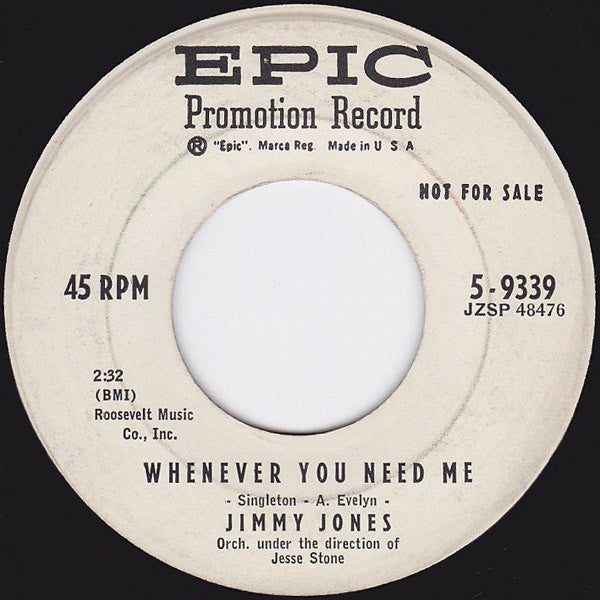 Jimmy Jones : You For Me To Love / Whenever You Need Me (7", Single, Promo)