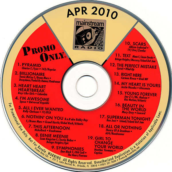 Various : Promo Only Mainstream Radio (April 2010) (CD, Comp, Promo)