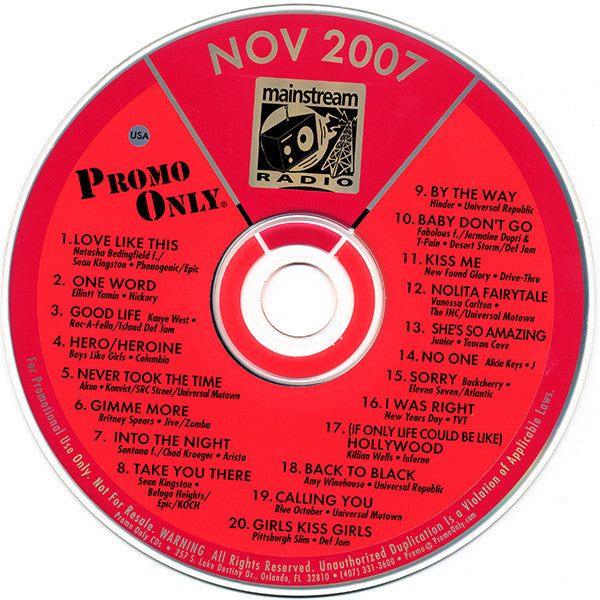 Various : Promo Only Mainstream Radio: November 07 (CD, Comp, Promo)