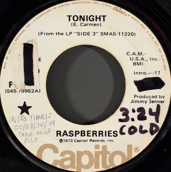 Raspberries : Tonight (7", Single, Mono, Promo)