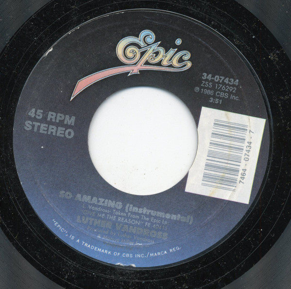 Luther Vandross : So Amazing (7", Single, Styrene)