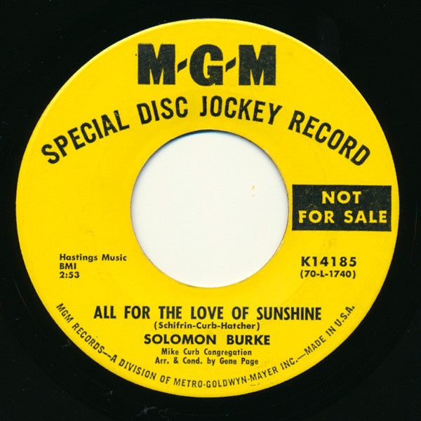 Solomon Burke : Lookin' Out My Back Door (7", Promo)