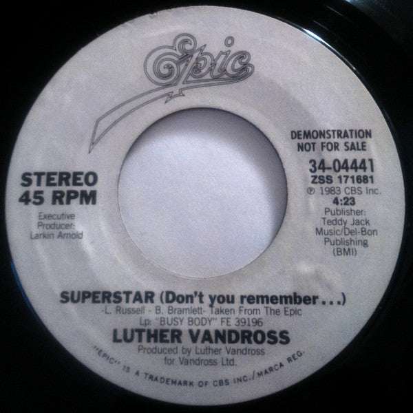 Luther Vandross : Superstar (Don't You Remember...) (7", Single, Promo)