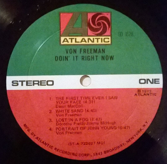 Von Freeman : Doin' It Right Now (LP, Album, MO)