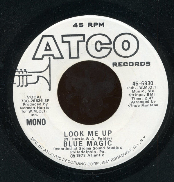 Blue Magic : Look Me Up (7", Single, Mono, Promo, SP )