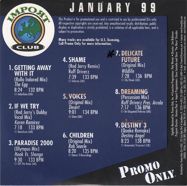 Various : Promo Only Import Club January 99 (CD, Comp, Promo)