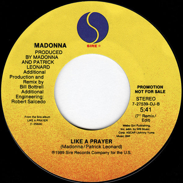 Madonna : Like A Prayer (7", Promo)