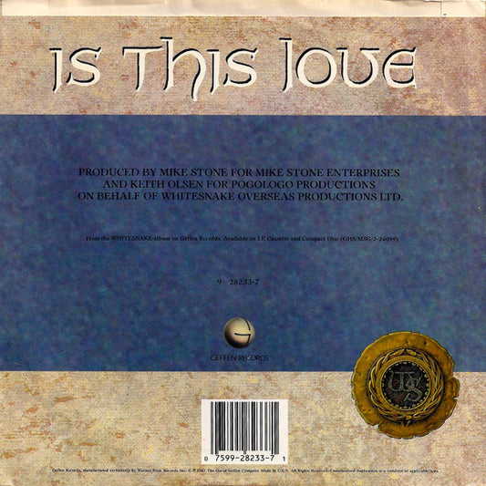 Whitesnake : Is This Love (7", Single, Promo)