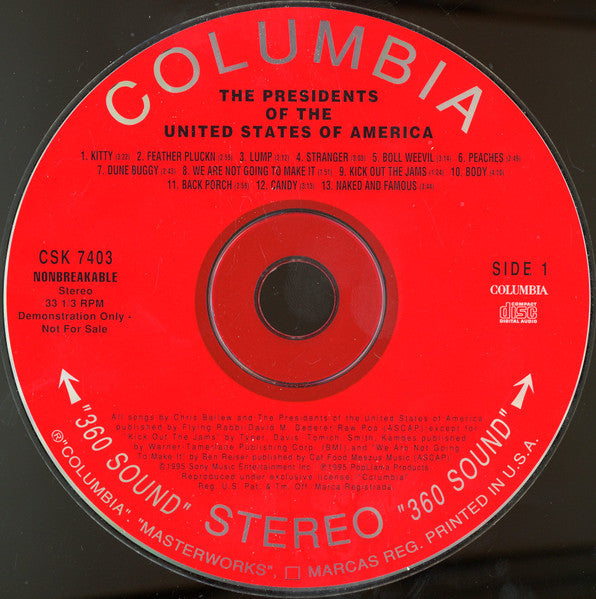 The Presidents Of The United States Of America : The Presidents Of The United States Of America (CD, Album, Promo)