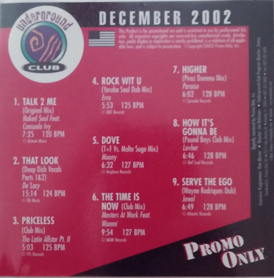 Various : Promo Only Underground Club: December 2002 (CD, Comp, Promo)