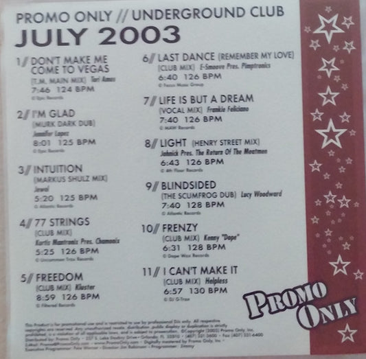 Various : Promo Only Underground Club: July 2003 (CD, Comp, Promo)