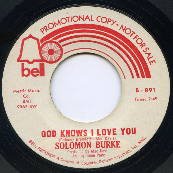 Solomon Burke : In The Ghetto / God Knows I Love You (7", Promo, Styrene)