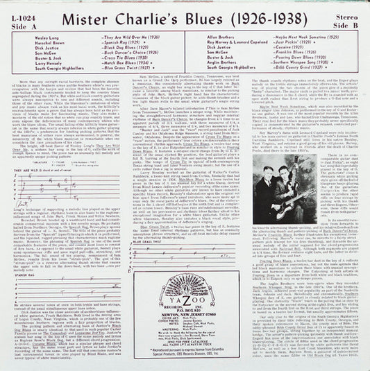 Various : Mister Charlie's Blues (1926-1938) (LP, Comp, RE)