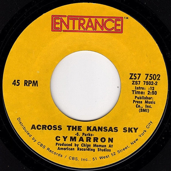 Cymarron : Valerie / Across The Kansas Sky (7", Single, Styrene)